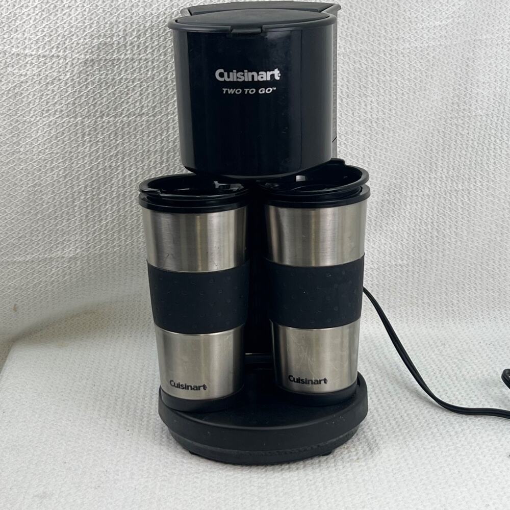 Cuisinart Two To Go TTC-500 Dual Travel Mug Coffee Maker 2 Stainless Cups
